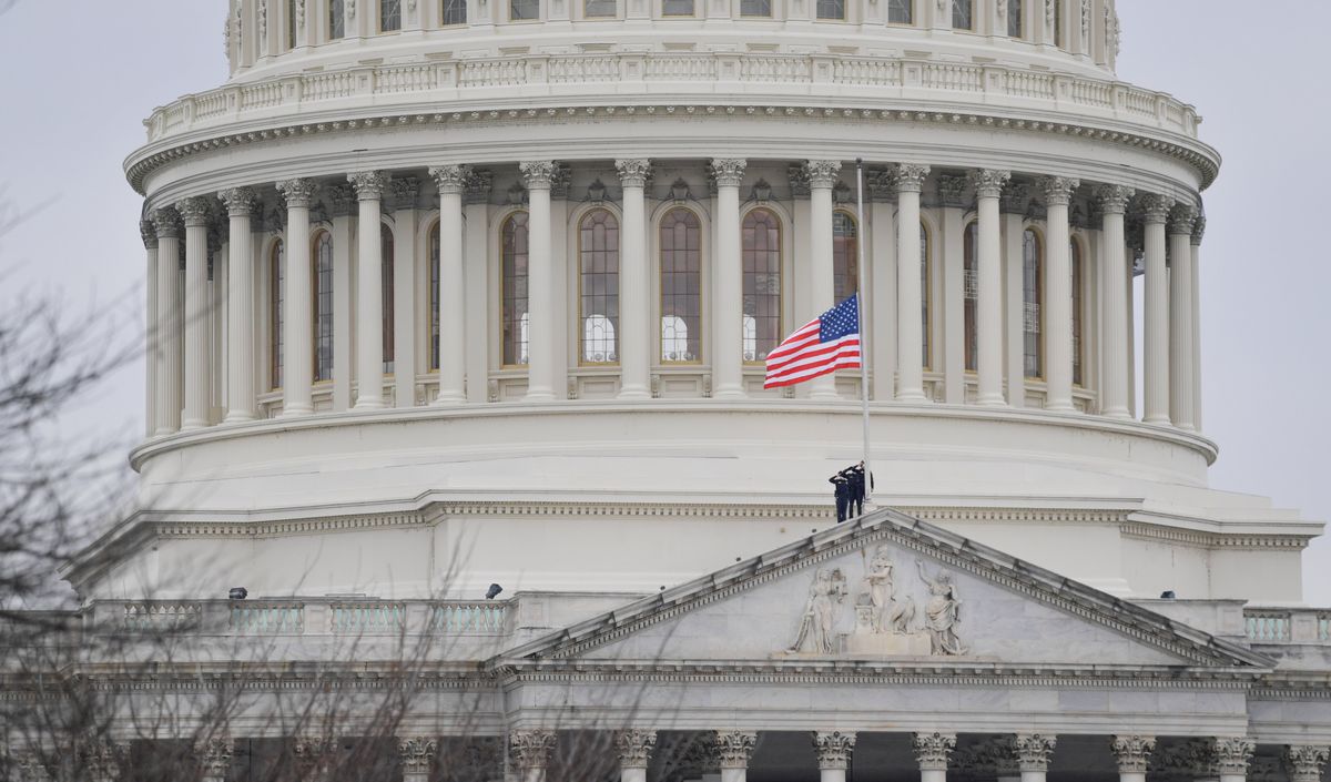 US Capitol flags flown at halfstaff for fallen officer